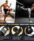 Two people using Ankle Straps For Dumbbells And Cable Machines With Extra Long Nylon Strap For Tibialis Training, 35.4-inch adjustable.