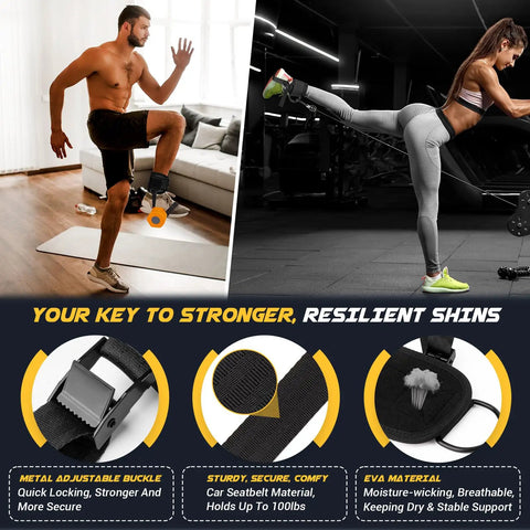 Two people using Ankle Straps For Dumbbells And Cable Machines With Extra Long Nylon Strap For Tibialis Training, 35.4-inch adjustable.