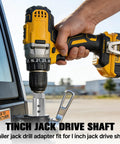 1 Inch Jack Drive Drill Adapter For Trailers, 2 In 1 Design in use with electric drill on trailer jack