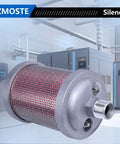 Exhaust Silencer For Air Compressors Dryers And Vacuum Pumps With One Half Inch NPT Male Connection installed on industrial equipment