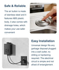 Stainless Steel Brushed Nickel Garbage Disposal Air Switch Kit With Sink Top Button and wall plug installation view