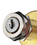 Close-up of Beefy Three-Position Heavy Duty Boat Ignition Starter Switch With Brass Construction Fits Panels Up To One Inch