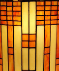 Close-up of Tiffany Style Wall Lamp With Brown And Yellow Stained Glass Two Light Vintage Look For Bedroom and Living Room