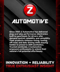Z Automotive logo and product information highlighting plug-and-play electronics for performance enhancements.