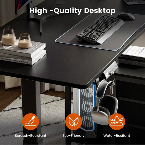 Electric Standing Desk With Drawers And Storage 47 By 24 Inch Sit Stand Desk Height Adjustable With 3 Memory Presets set up