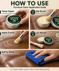 How to apply Heavy Duty Furniture Salve For Wood And Leather Polish Conditioner, step-by-step guide on leather surface.