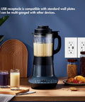 Kitchen scene with blender and Turbo Fast Charge USB C Outlet With 24W Power Delivery And USB A Dual Port Receptacle on wall.