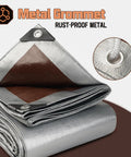 Heavy Duty 8x10 Ft Tarp Waterproof 10 Mil Thick Reversible Silver And Brown Outdoor Cover with rustproof metal grommets