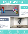 Waterproof Silicone Under Sink Mat 31x22 Inch, Heavy Duty Cabinet Liner For Kitchen And Bath displayed in a comparison chart.