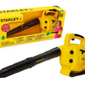 Stanley Jr yellow battery operated blower toy with packaging, featuring realistic sound and action for imaginative play.