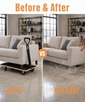 Before and after sofa move: Heavy Duty 440lb Moving Dolly With Telescopic Handle, 3 Inch Non Slip Wheels, Phenolic Plywood Construction For Stable Transport Of Pianos, Washers, Sofas And Large Furniture