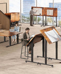 Massive 47 X 24 Inch Electric Standing Desk With 180 Degree Tiltable Mobile Rising Adjustable Height Workstation used in office.