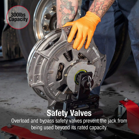 Heavy Duty 300 Pound Clutch Jack With Dual Spline Shafts And Swivel Saddle Built Tough For Easy Transmission Install And No Sweat Undercarriage Work