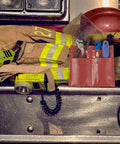 4 Pocket Firefighter Tool Pouch For Police Belts And EMS Glove Pouch, fits in turnout, made from rubberized nylon, holds tools