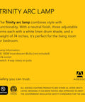 Arc Floor Lamp With Three Movable Beige Burlap Shades Dimmable Brightness And Adjustable Arms In Brushed Steel For Lit Ambient Lighting In Bedroom Living Room Content Creators And Corner Decor product description page with lamp details.