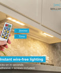 Wireless LED Under Cabinet Lights With 2 Remotes, 6 Pack Battery Operated Stick On Push Lights With Timer, warm white under kitchen cabinets