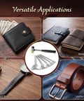 Leather Corner Punch Set With Double Sided Mallet Five Popular Sizes Leather Corner Cutters for belts, wallets, straps displayed.