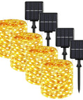 4-pack Mega Long Solar Fairy String Lights 288 Feet 800 LED Waterproof Outdoor Twinkle Lights With 8 Modes Warm White Copper Wire