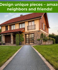DIY Concrete Patio Paver Molds Large Cobblestone Pathmaker Mold for Walkways creating a decorative path leading to a house.
