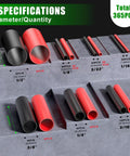 Waterproof Heat Shrink Tubing Kit With Adhesive Lined Dual Wall Tubes 365 Pieces Three To One Shrink Ratio Works For Wires
