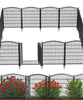 No-Dig Gate-Equipped Decorative Garden Fence Kit For Pets, 10 Panels, 31-Inch High, Rustproof Metal, Installed View