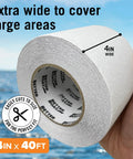 Outdoor Stair Tread Tape Non Slip 4 Inch By 40 Foot White Roll Waterproof Traction Tape For Steps Decks Boats Ladders And Floors