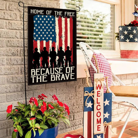 Colorlife Memorial Day Patriotic Garden Flag 12x18 Inches Double Sided US Flag For Yard Outdoor Decor with soldiers and flag