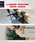 Two Pack 12 Inch Lever Tool Lifts Labor Saving Handle Set for tile and cabinet positioning on workbench.
