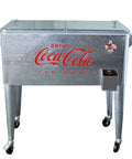 80 Quart Galvanized Rolling Cooler With Bottle Opener, Party Ready Ice Cold Retro Coca Cola Style Outdoor Beverage Cooler