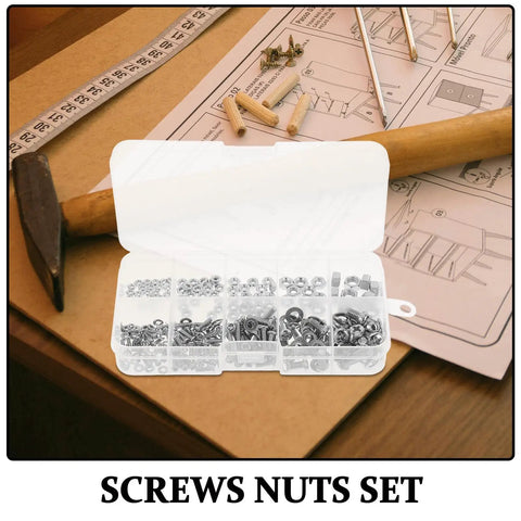 Zinc Alloy Cross Pan Head Screws Nuts And Washers Kit For Secure Machinery Assembly And Repair displayed with tools and instructions