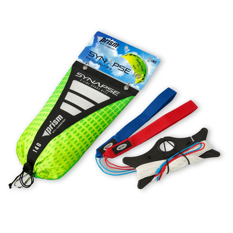 Dual Line Parafoil Kite For Easy Kiting, Synapse 140 Cilantro Color, kite bag and accessories shown for quick setup