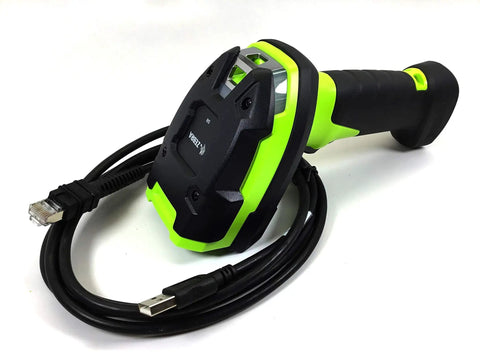 Heavy Duty Corded 1D Barcode Scanner With USB Cable Built Like A Tank For Warehouse Logistics Standard Range Linear Imager In Industrial Green