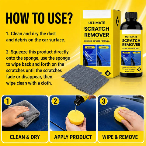 Instructional image showing how to use Knock Out Those Stupid Dings With This Legit Quick Fix Car Scratch Remover Paste.