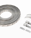 Stainless Steel Hose Clamp Kit 4001 Make-A-Clamp System with 100 ft band, 25 fasteners, 10 splices on white background