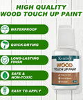 Hella Smooth White Wood Touch Up Paint Pen With An Ultra Fine Precision Brush For Super Quick Drying Scratch Repair And Peeling Fixes That Get Your Favorite Furniture Looking Dang Near New Again on a white wooden background.