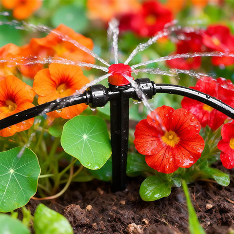 20 Quick Connect Drip Irrigation Emitters For One Quarter Inch Tubing Easy Install 360 Degree Adjustable Multi Stream Sprays in garden