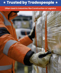 Built To Crush Heavy Loads 3/4 Inch X 1650 Foot Woven Polyester Strapping Cord securing pallets in logistics.