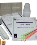 Hands On Diffusion And Cell Size Activity Kit with agar blocks, diffusion indicators, and teacher's manual.