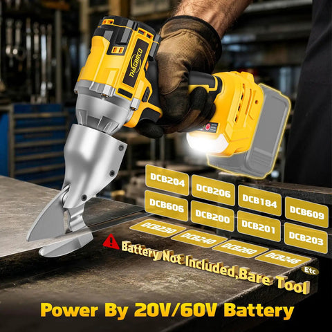 Top Rated Cordless Metal Shear Compatible With Dewalt 20V And 60V Battery Tools cutting sheet metal with precision.