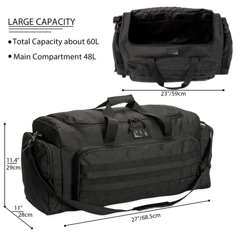 60L Heavy Duty Duffel Travel Bag With Waterproof 900D Exterior And Foldable Design featuring large main compartment