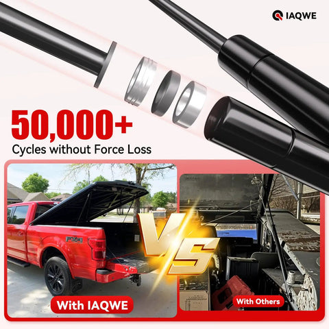 24 Inch Gas Struts Lift Supports 70 Lb Each, Heavy Duty Shocks for truck and toolbox with 50,000 cycles label