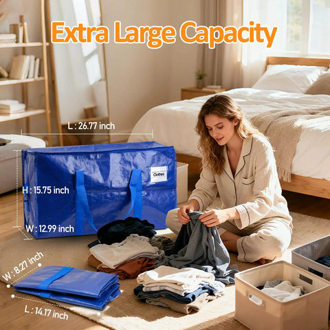 Waterproof Storage Bags 2 Pack Large Organizer Bags For Clothes, Blankets, And Laundry, Perfect For Moving, 65 Lb Load Capacity
