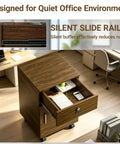 Legit Quality Rolling File Cabinet With Secure Combo Lock For No Sweat Office Organization Sweet Dark Walnut Wood Finish Heavy Duty Build Fits Under Most Standard Desks Premium Crafted Drawers Hold Legal Files Easily with silent slide rail and open drawer.