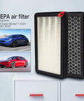 Top Tier 2 Pack Activated Carbon Cabin Air Filter Replacement For Tesla Model 3 And Model Y Featuring He Pa Grade Mesh, HEPA air filter design.