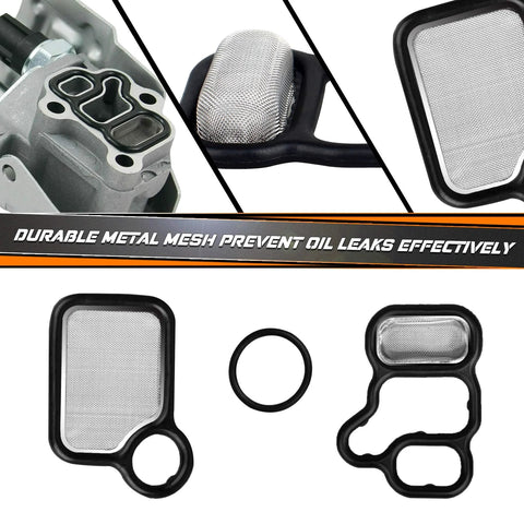 Honda VVT Solenoid Gasket And Valve Cover Set For Civic Accord CR V Element Fit And Acura RSX TSX, Anti Oil Leakage Gasket Kit For 2003 2012 2.0L Engines Including Type S shown with durable metal mesh components, preventing oil leaks.