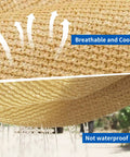 Close-up of 10x13 Ft Beige Sun Shade Sail Rectangle UV Block Canopy material, showing breathable texture. Not waterproof.