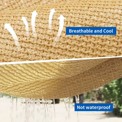 Close-up of 10x13 Ft Beige Sun Shade Sail Rectangle UV Block Canopy material, showing breathable texture. Not waterproof.