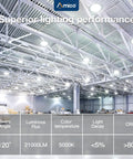 UFO LED High Bay Light Beast Mode Bright 150W 21000 Lumen 5000K illuminating large warehouse interior