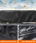 All Weather Outdoor Furniture Cover Waterproof Heavy Duty 600D Built To Last 108 Inch Long fits tables and chairs in rain.
