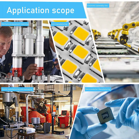 Ionizing Air Nozzle Anti Static Eliminator With Built In High Voltage Power Supply For Machinery And Device Manufacturing And Automation Equipment High Ion Density For Rapid Static Elimination US Plug Included, shown in electronics and semiconductor use